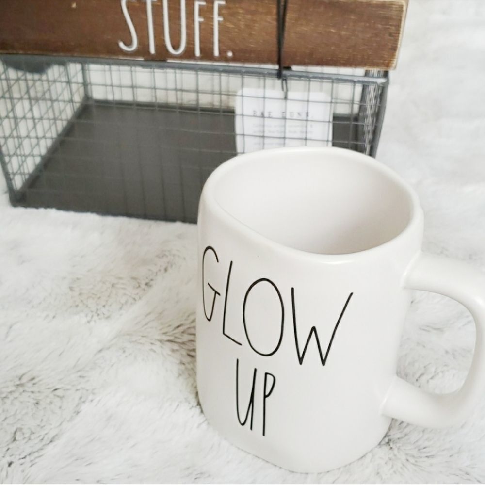 Rae Dunn White GLOW UP Mug NEW